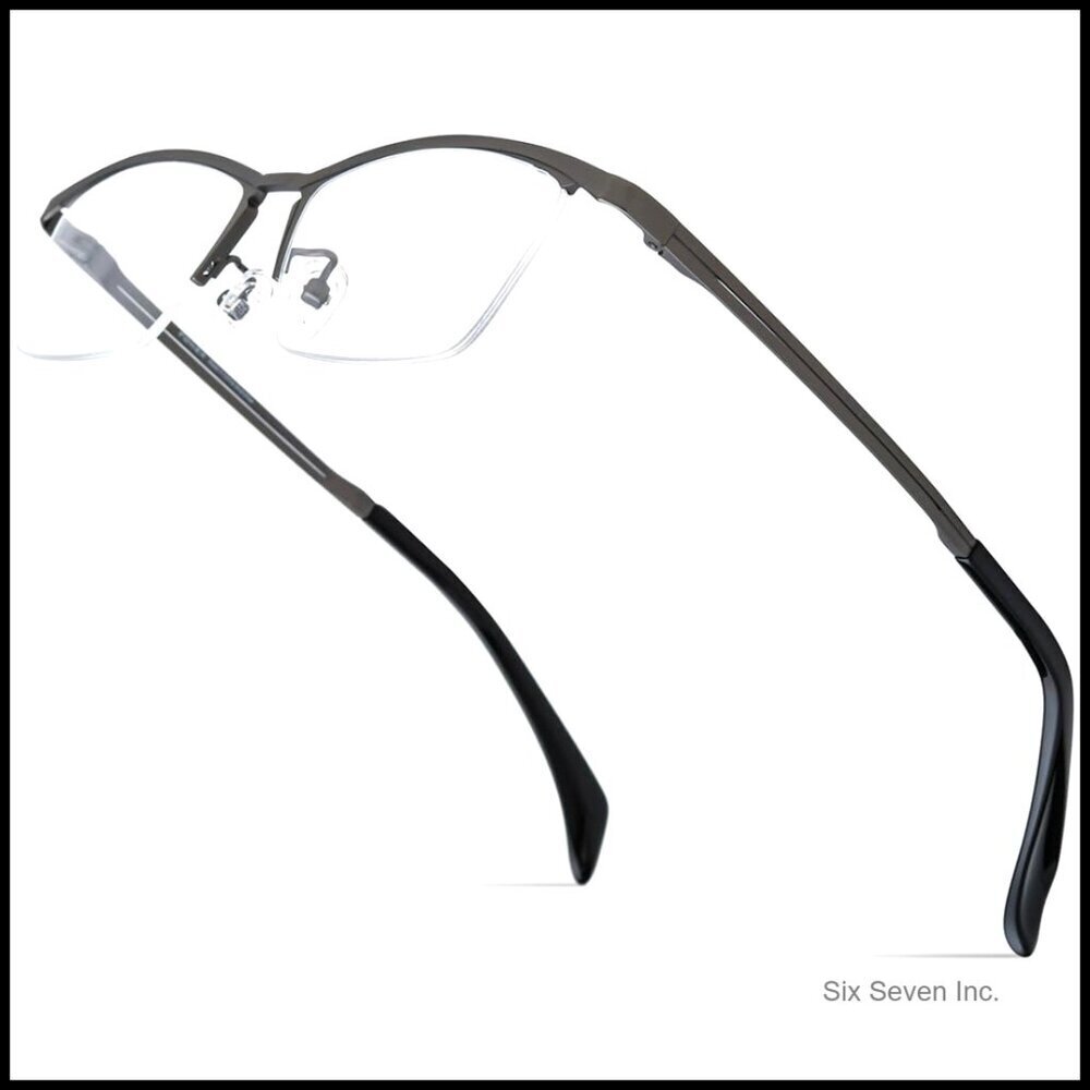 Semi Rimless Square Eyeglasses Frame Ultralight Titanium Minimal Classic
